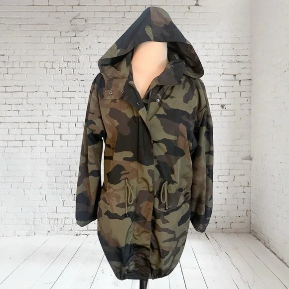 Zara Basic Camo Wind Breaker Rain Jacket Women's Size Small - Picture 1 of 5